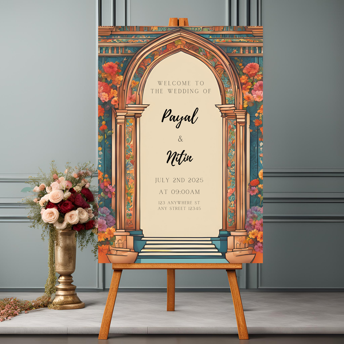 Rose Arch Entrance Board Digital Download - Online Template