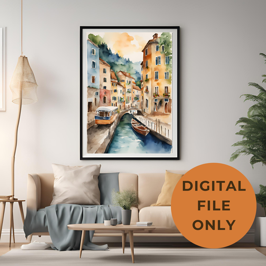 Travel River Watercolour Wall Art Digital Download