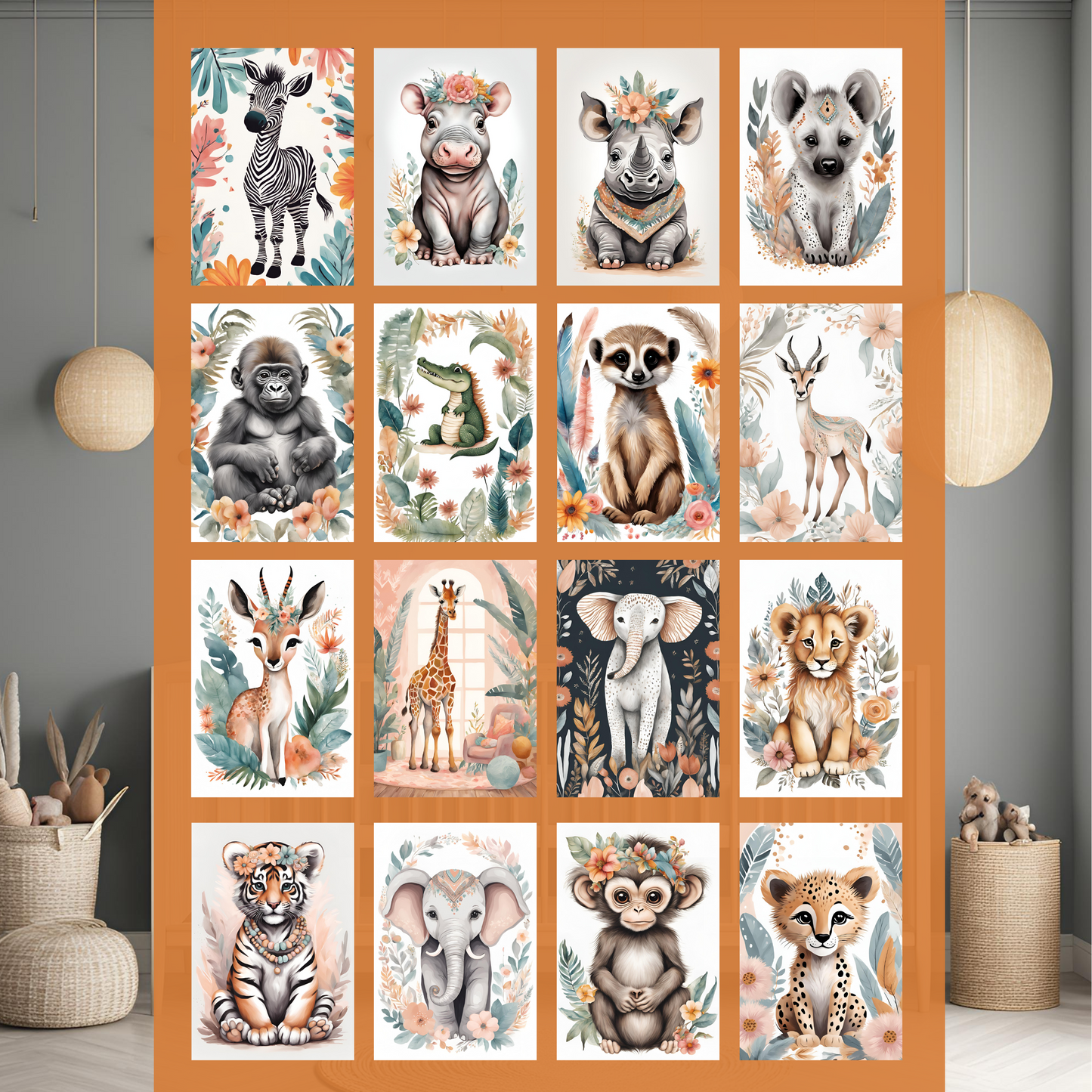 Safari Nursery Wall Art Digital Download
