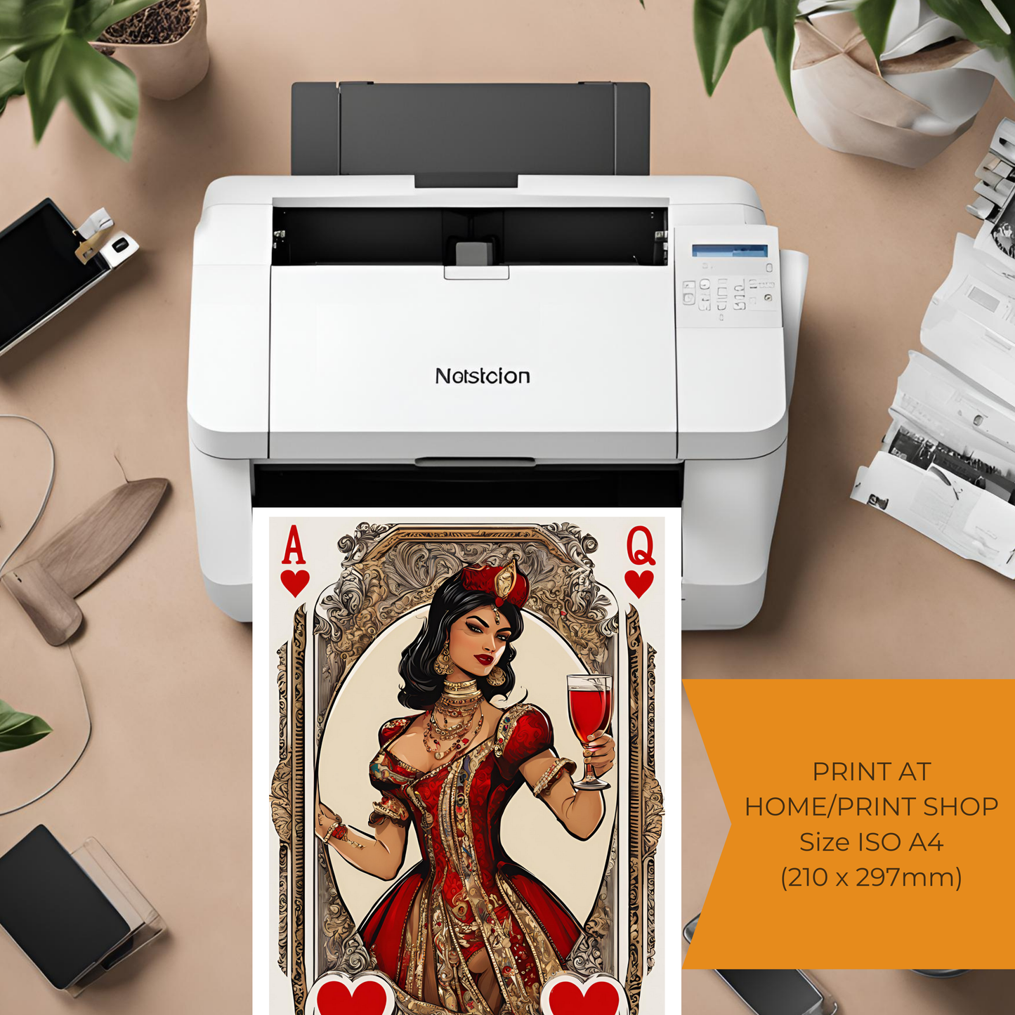 Queen of Hearts Digital Coloured - Wall Art