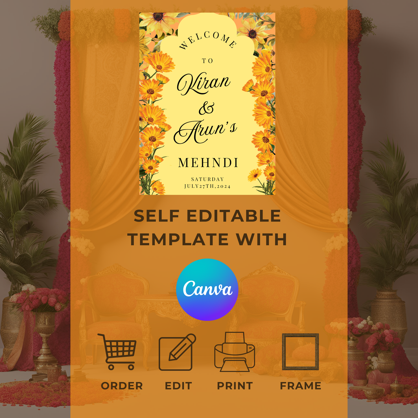 Sunflower Entrance Board Digital Download - Online Template