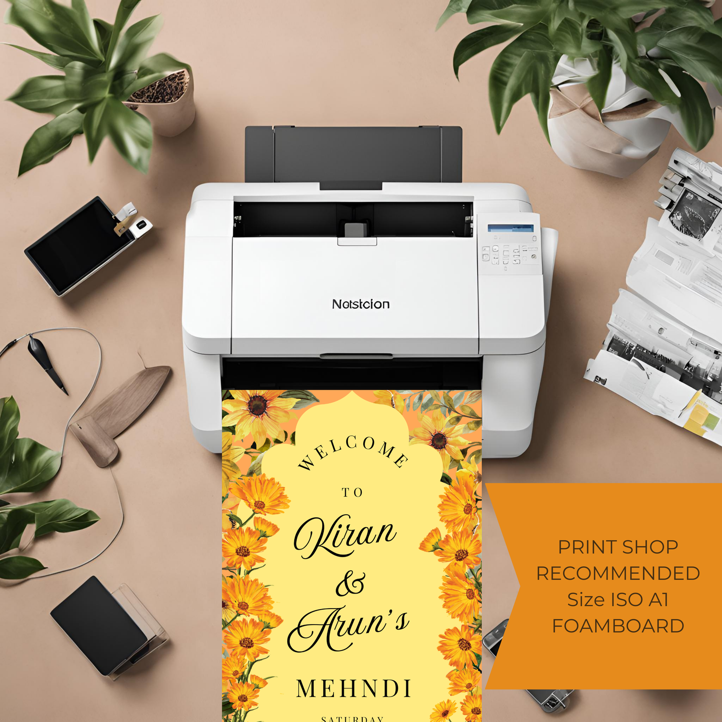 Sunflower Entrance Board Digital Download - Online Template