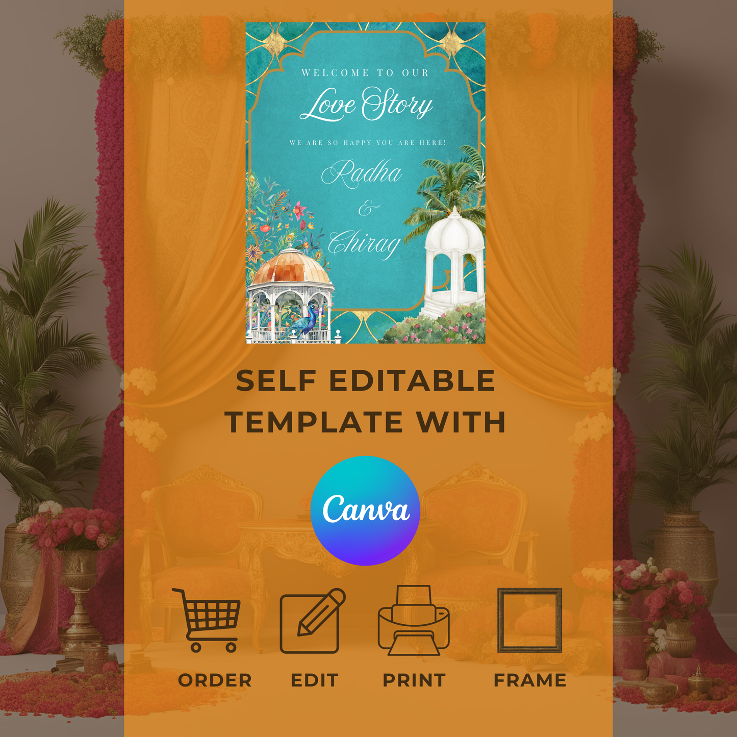 Peacock Entrance Board Digital Download - Online Template