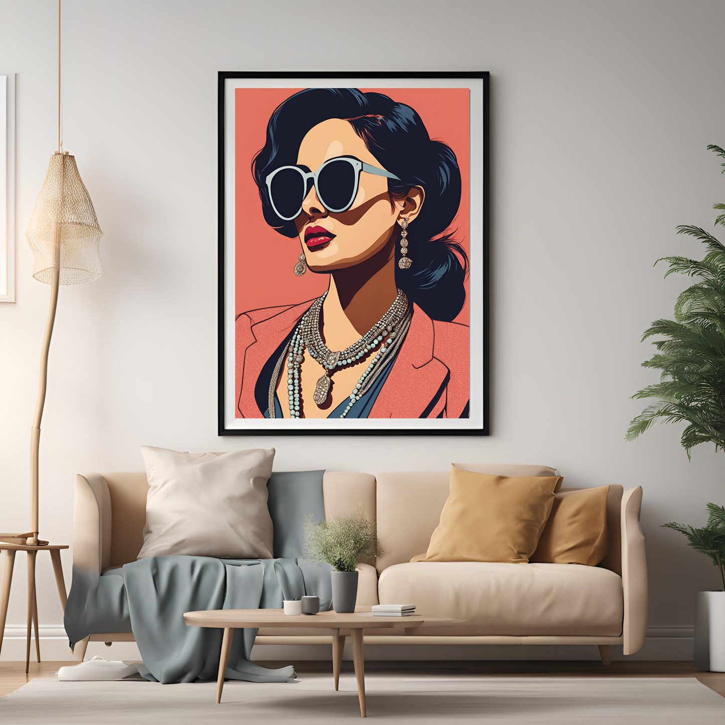 indian-desi-boss-woman-wearing-sunglasses-red-blazer-wall-print