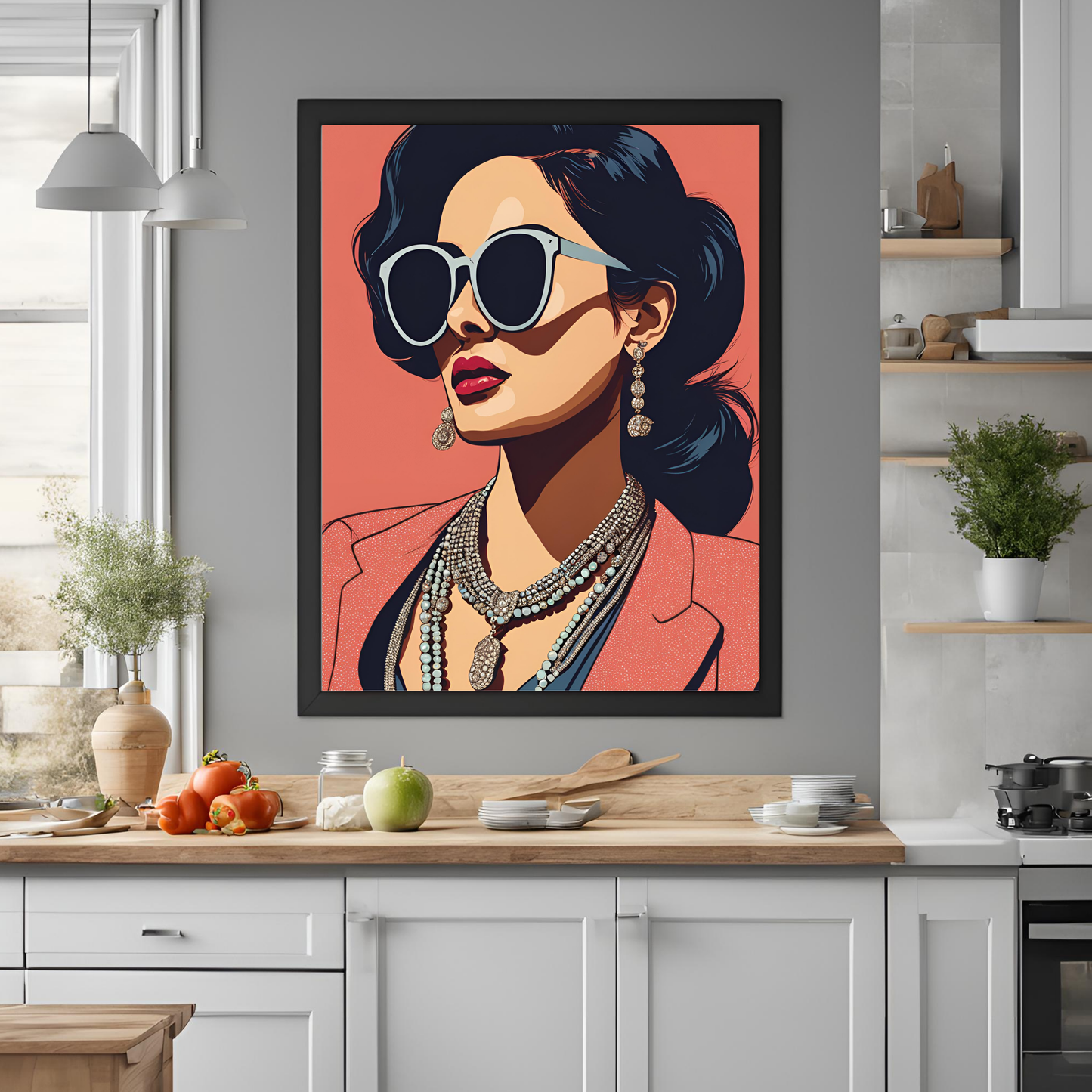 indian-desi-boss-woman-wearing-sunglasses-red-blazer-wall-print