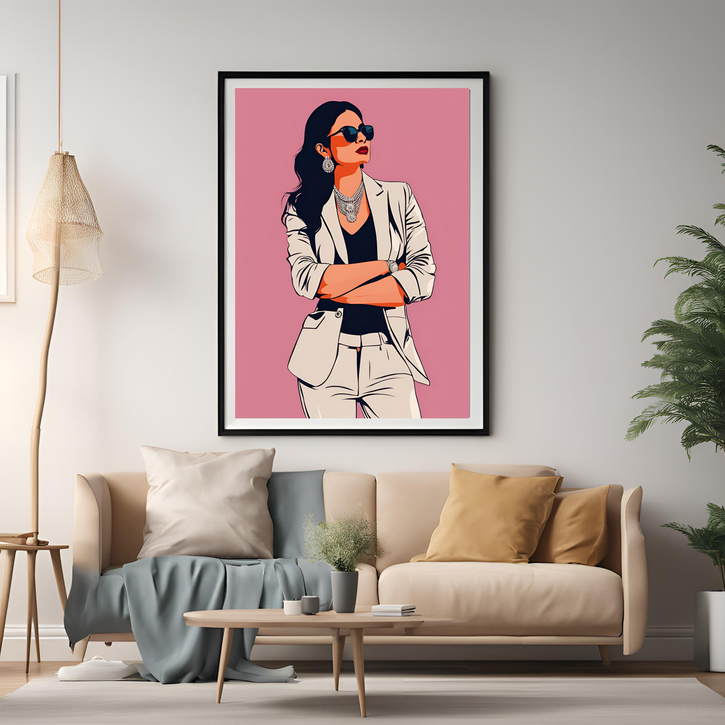 Indian Boss Queen Pink Print Black Framed A4 Art Portrait Print