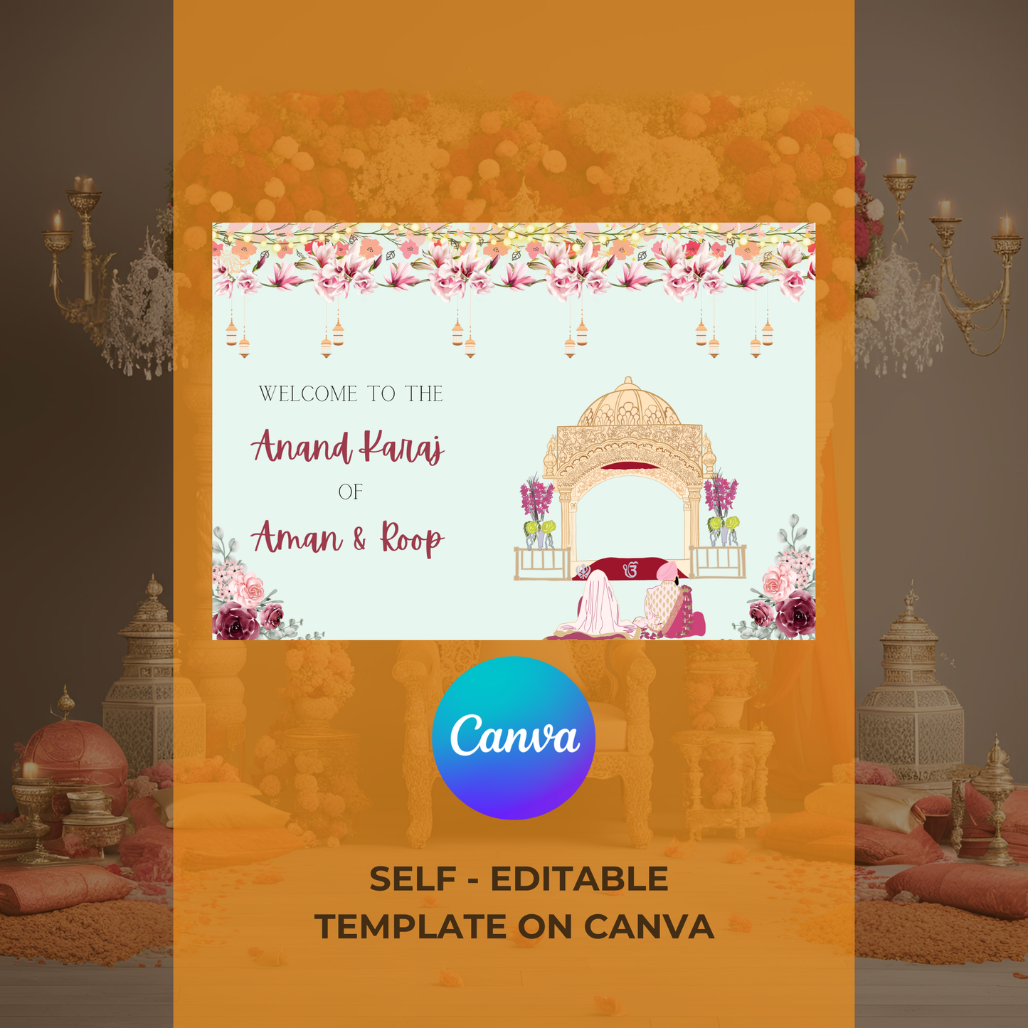 wedding decor-wedding-entrance-board-digital-template-sikh-anand-karaj