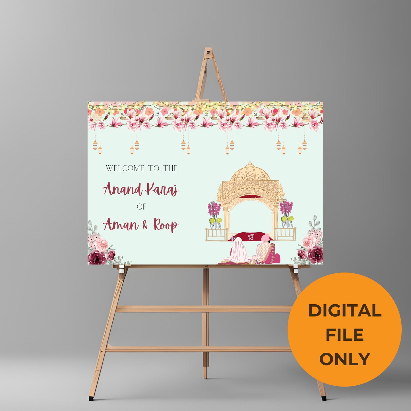 wedding decor-wedding-entrance-board-digital-template-sikh-anand-karaj