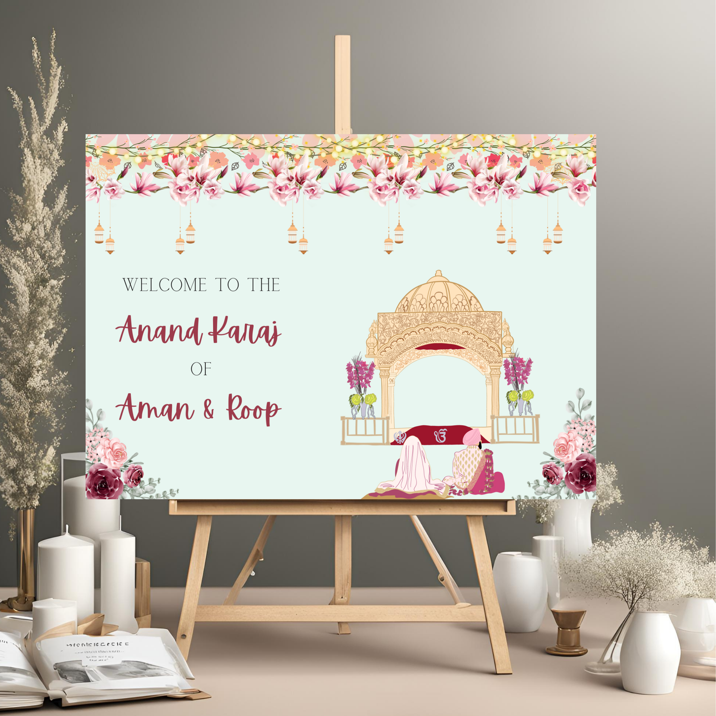 wedding decor-wedding-entrance-board-digital-template-sikh-anand-karaj