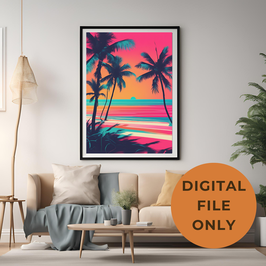 Coastal Gallery Wall -Sunset Printable Wall Art Summer Aesthetic Colourful Beach Poster