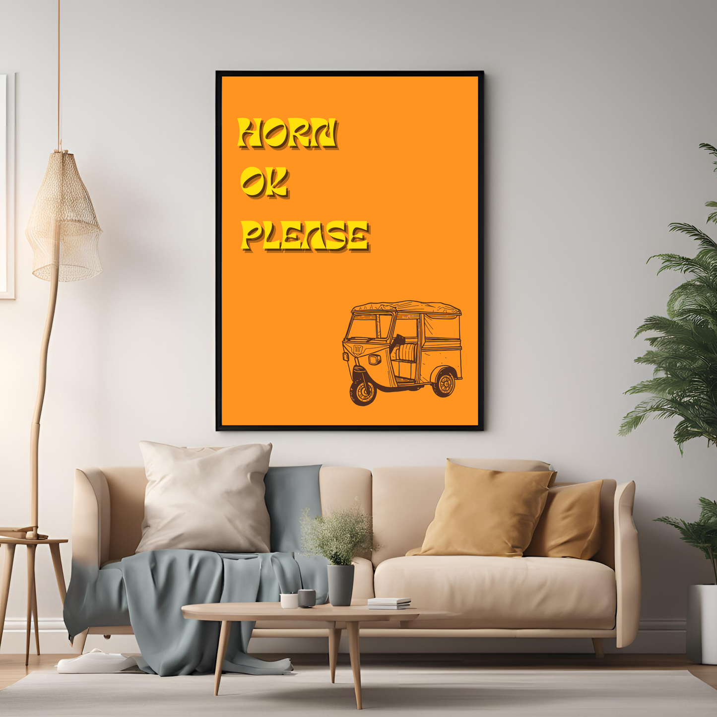 Horn Ok Please Black Framed A4 Portrait Print