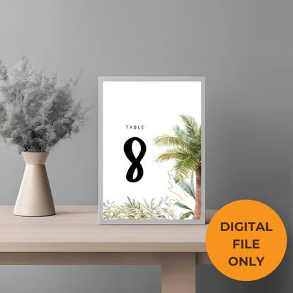 Destination Wedding Palm Tree Table No Digital Download - Online Template