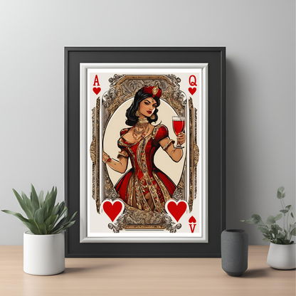 Queen of Hearts Digital Coloured -  Wall Art
