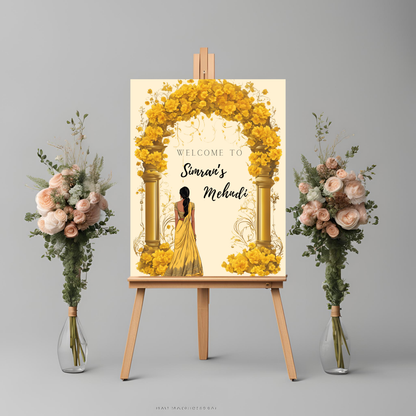 Yellow Floral Arch Entrance Board Digital Download - Online Template