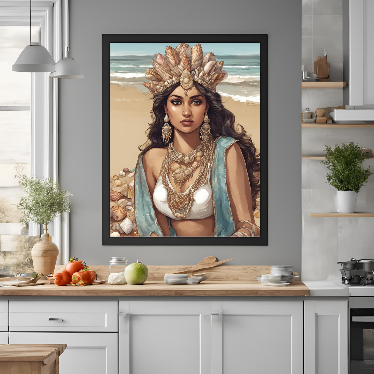South Asian Art - Boho Beach Summer Aesthetic Desi Girl Printable Wall Art
