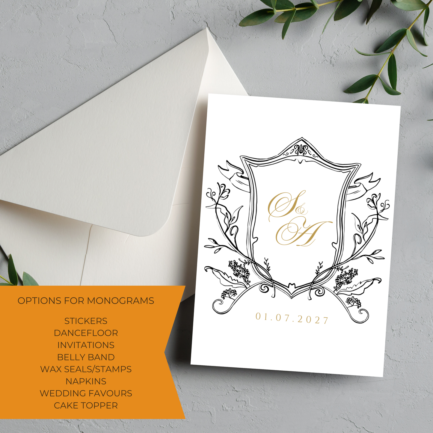 Black & Gold Monogram Digital Download - Online Template