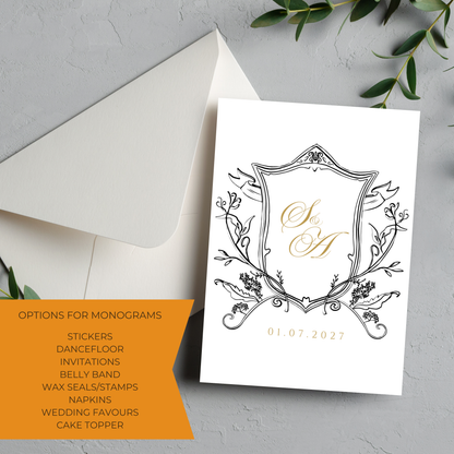 Black & Gold Monogram Digital Download - Online Template