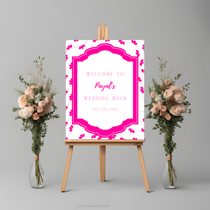 Pink Floral Minimalist Entrance Board Digital Download - Online Template
