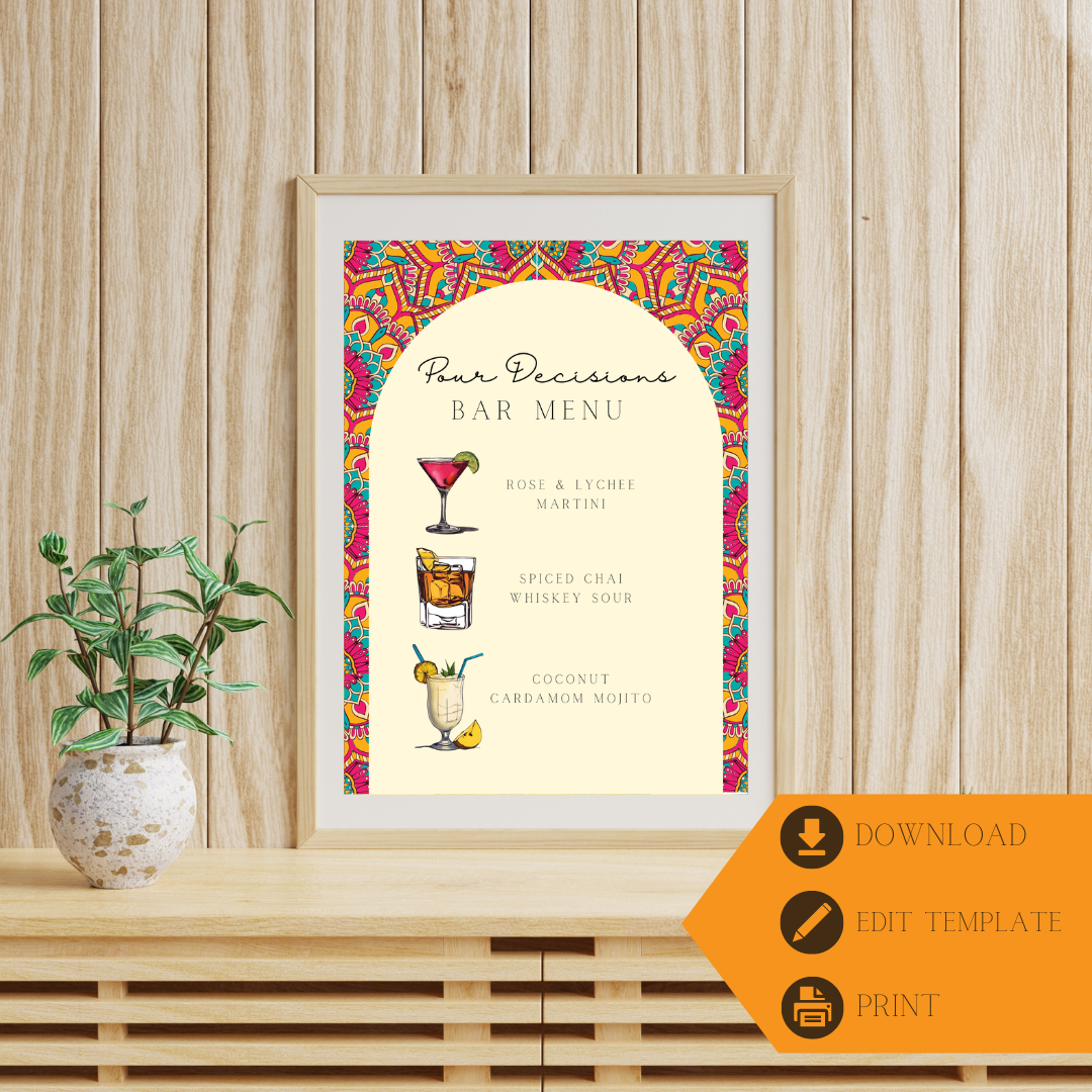 desi editable online colourful bar menu digital template 
