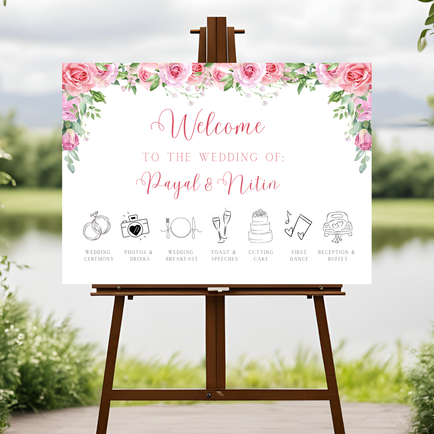 Roses Wedding Timeline Digital Download - Online Template