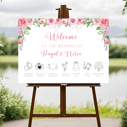 Roses Wedding Timeline Digital Download - Online Template