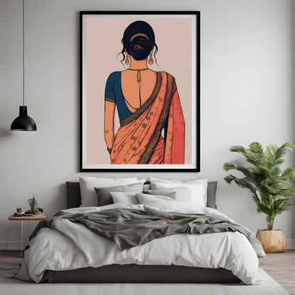 Desi Girl in Saree Wall Art - Digital Download