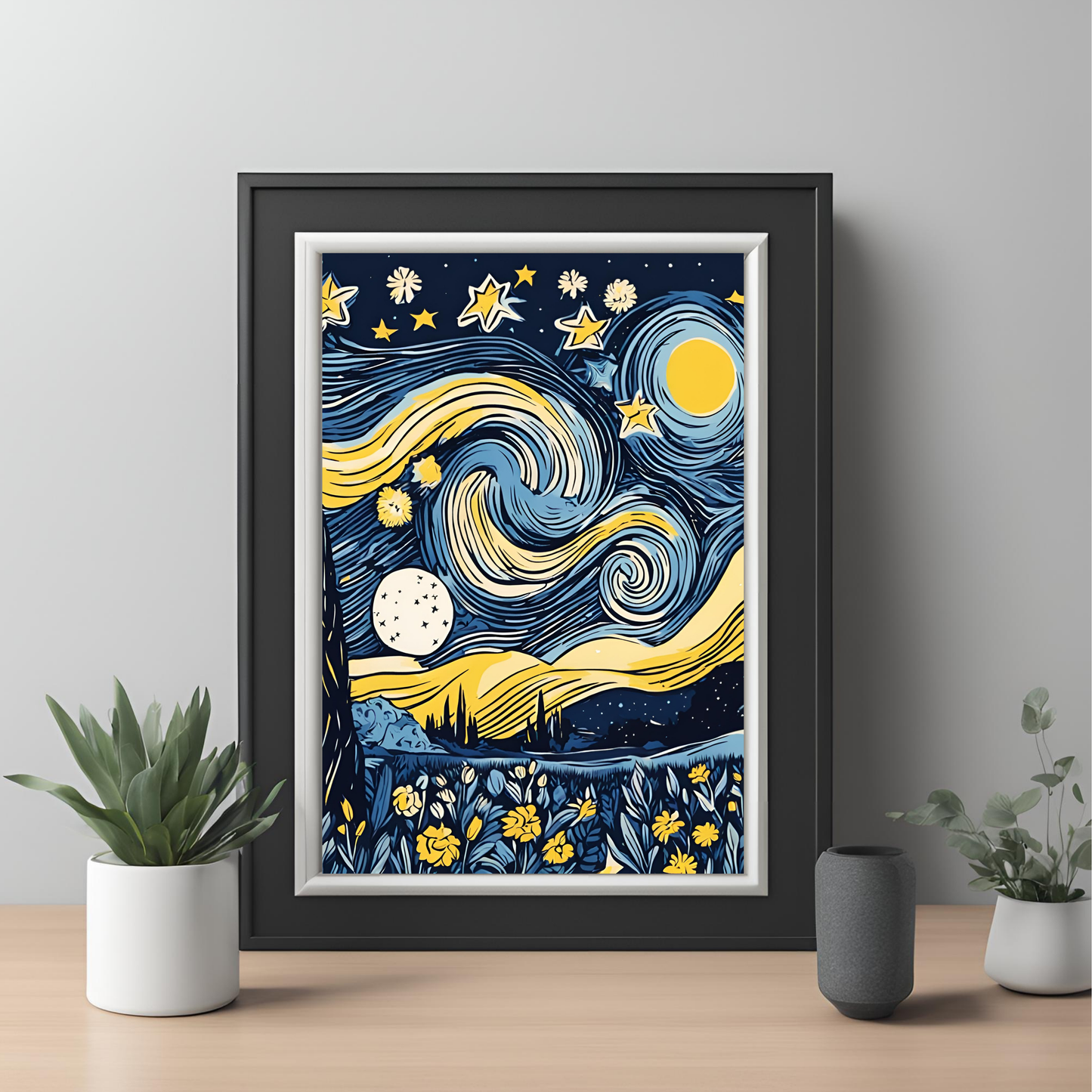 Van Gogh Inspired Starry Night Wall Art Digital Download