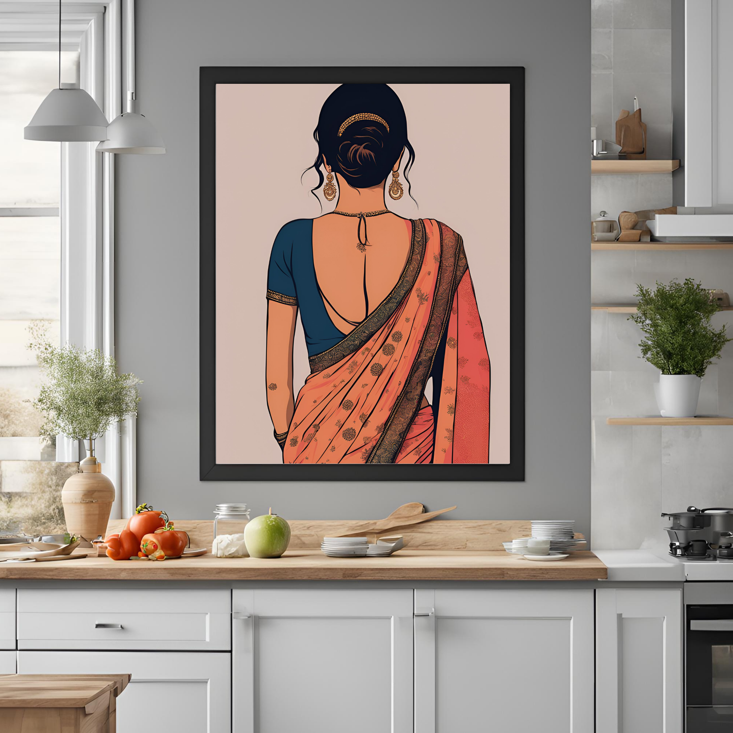 Desi Girl in Saree Wall Art - Digital Download