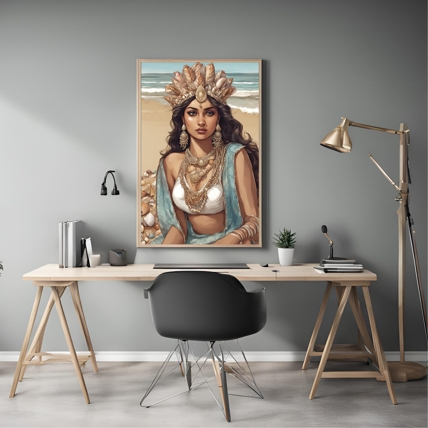 South Asian Art - Boho Beach Summer Aesthetic Desi Girl Printable Wall Art