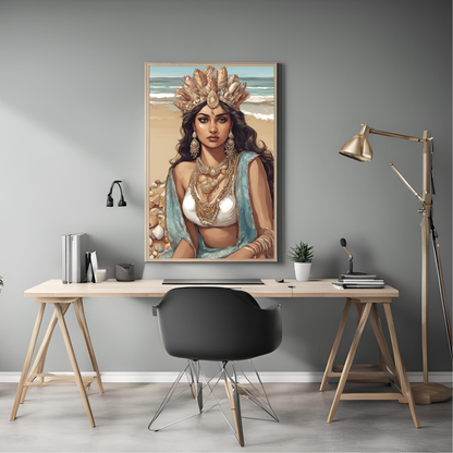 South Asian Art - Boho Beach Summer Aesthetic Desi Girl Printable Wall Art