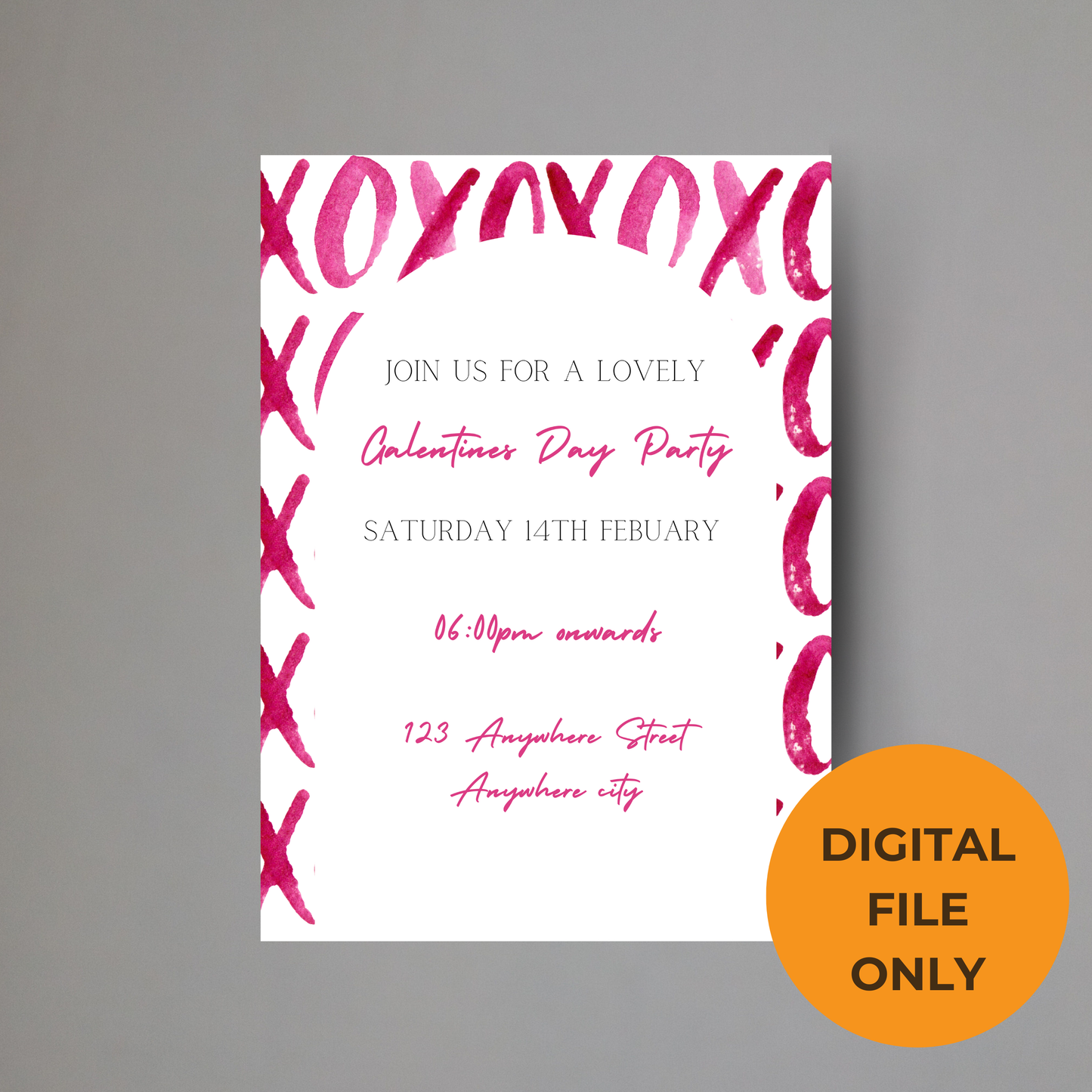 Galentines Invite Pink Kisses
