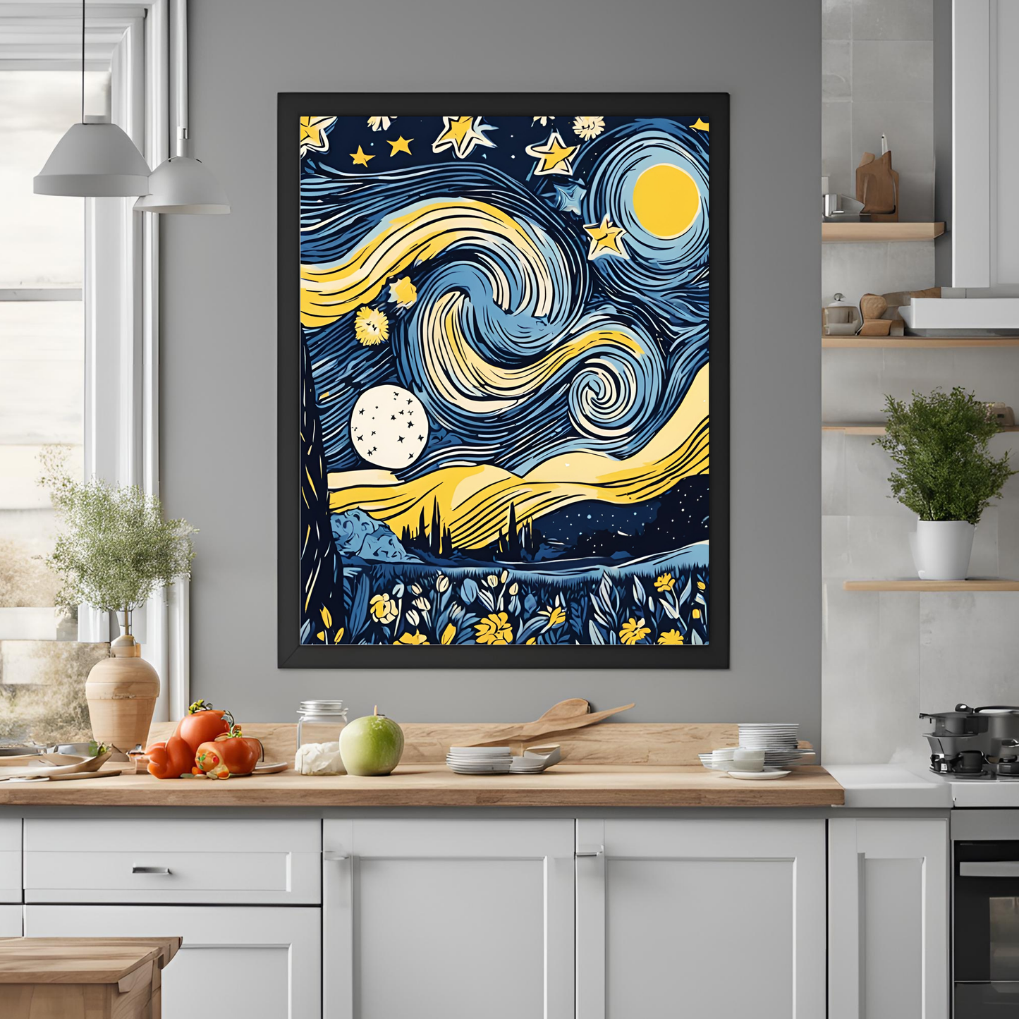 Van Gogh Inspired Starry Night Wall Art Digital Download