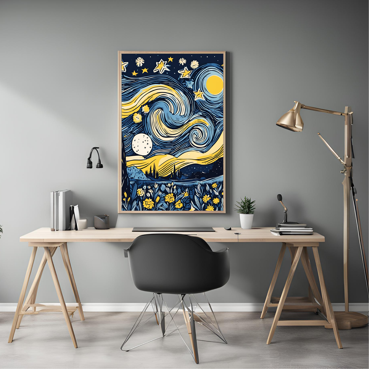 Van Gogh Inspired Starry Night Wall Art Digital Download