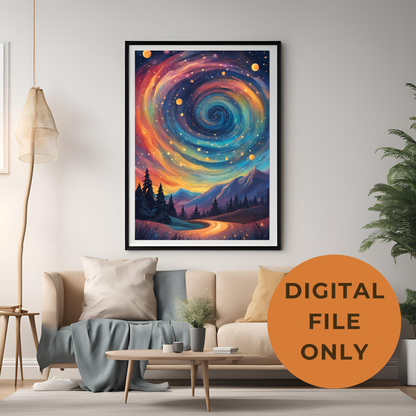 Rainbow Forest Sky Wall Art Digital Download