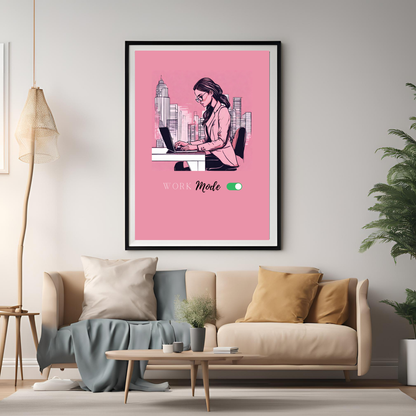 Digital Art - Work Mode A4 Framed Print