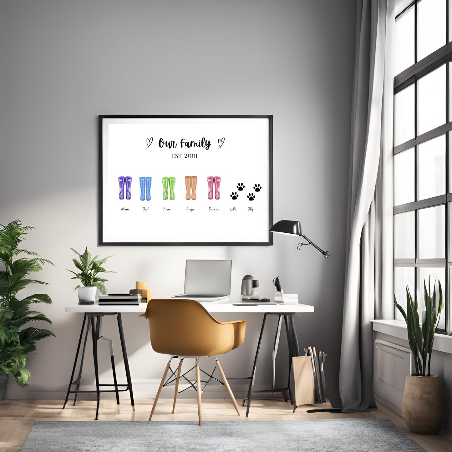 Family Wellies Customisable Print Wall Art Digital Template