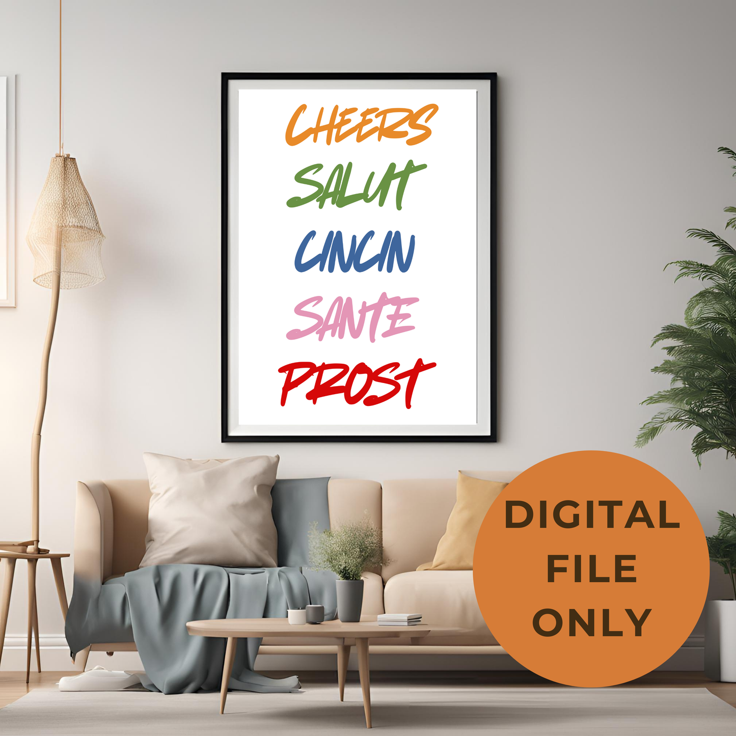 Rainbow Kitchen Print Cheers Wall Art Digital Download