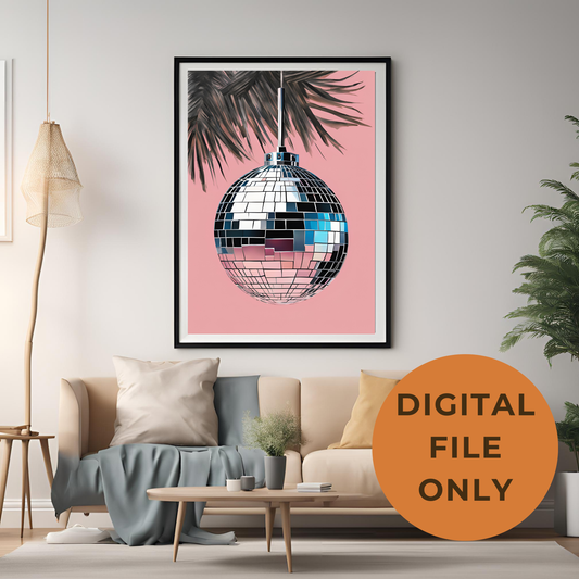 Disco Ball Christmas Tree Pink Digital Print