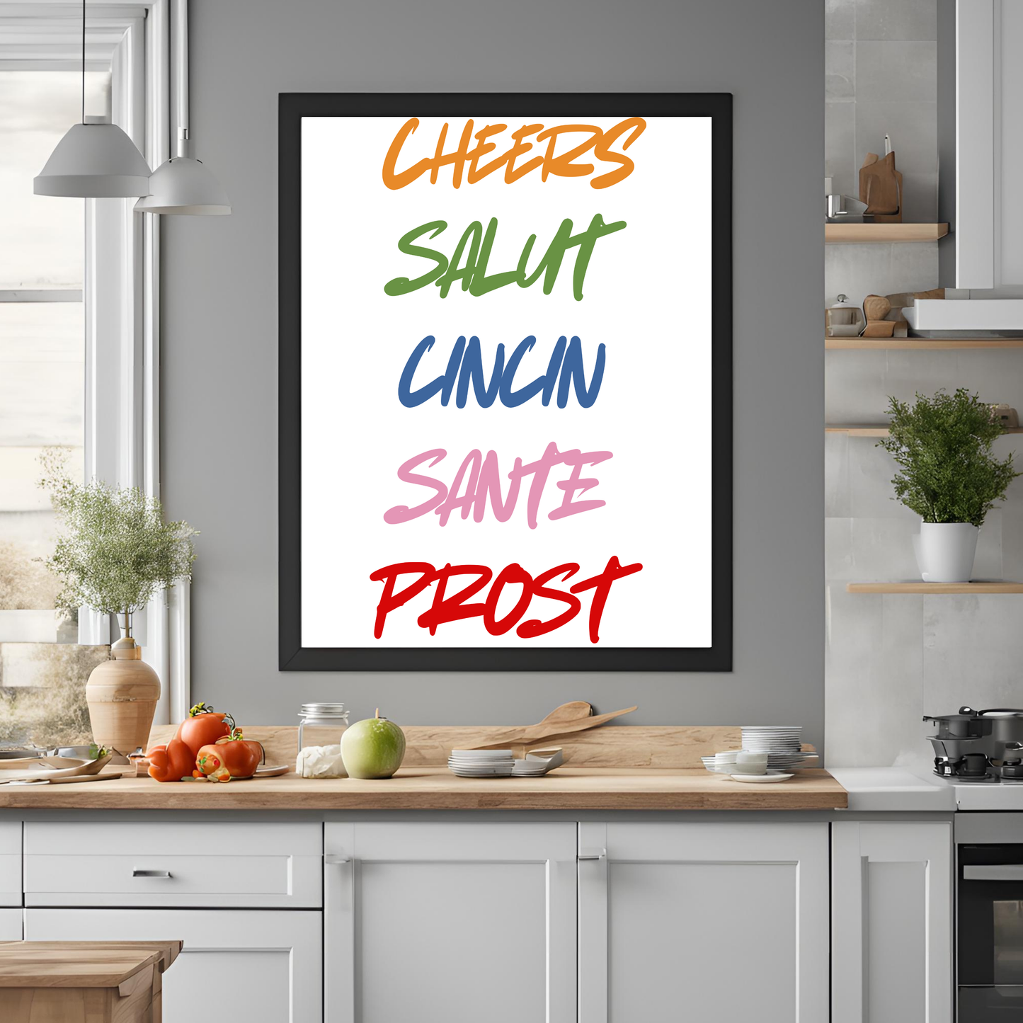 Rainbow Kitchen Print Cheers Wall Art Digital Download