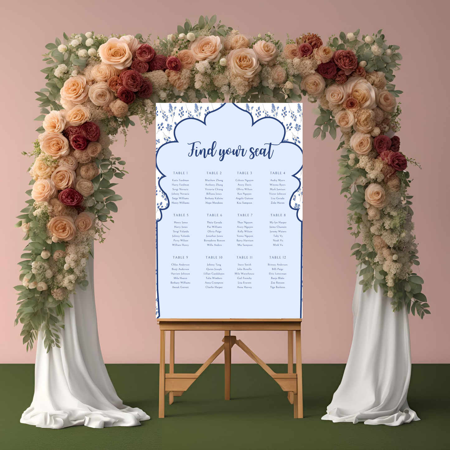 Blue Seating Plan Digital Download - Online Template
