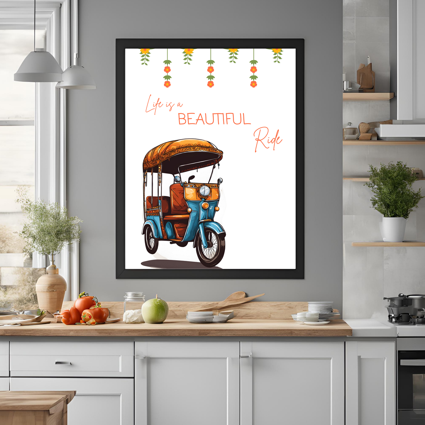 Indian Auto Took Took Life Is a Beautiful Ride Digital Print