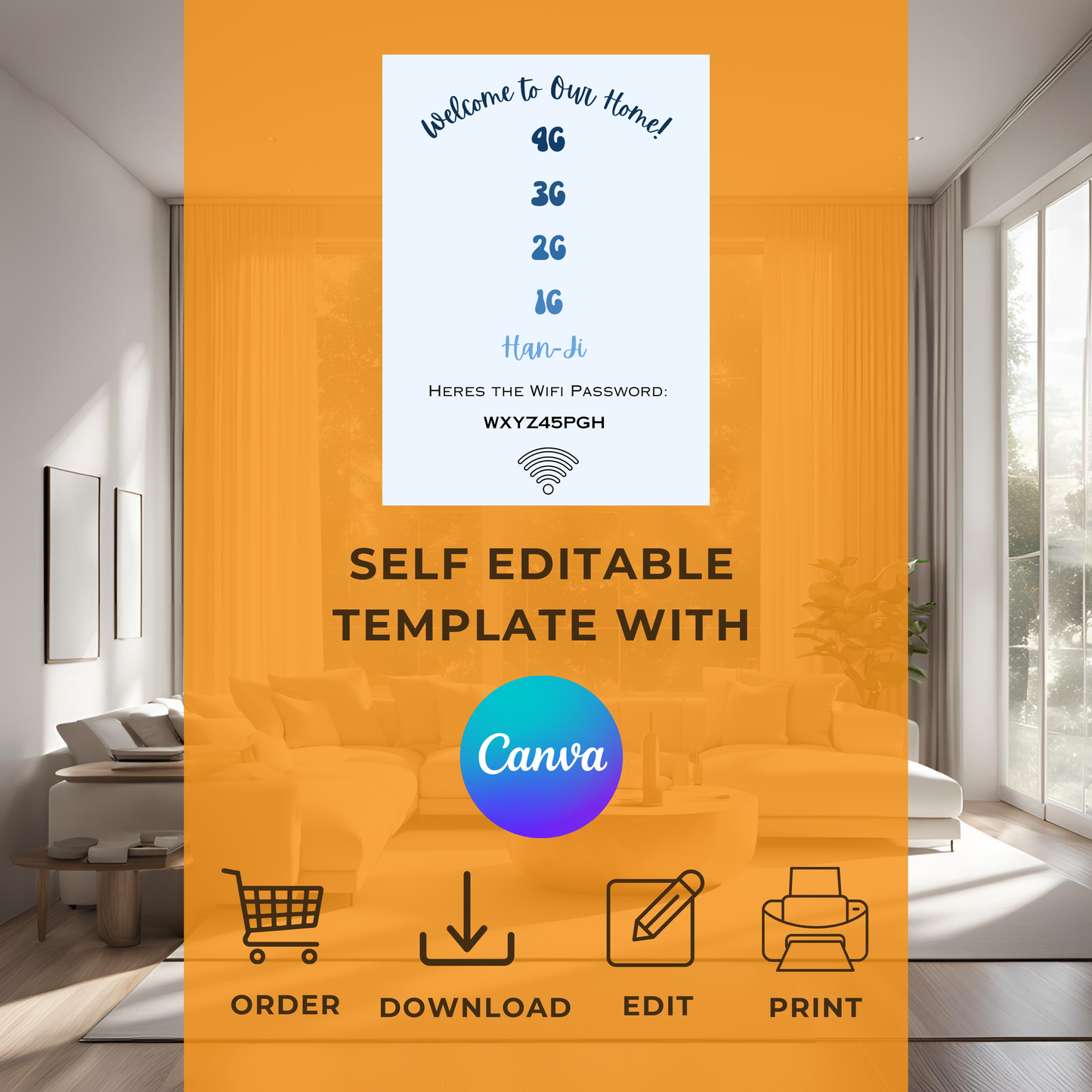 Home Wifi Password Print Digital Download - Online Template