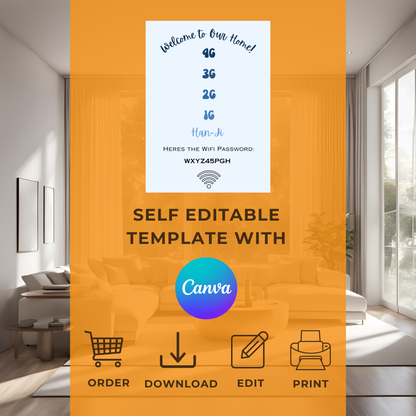 Home Wifi Password Print Digital Download - Online Template