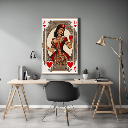 Queen of Hearts Digital Coloured -  Wall Art