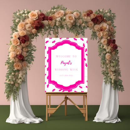 Pink Floral Minimalist Entrance Board Digital Download - Online Template