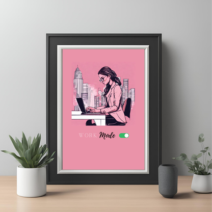 Digital Art - Work Mode A4 Framed Print