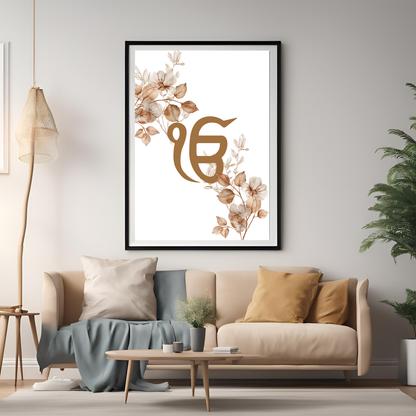 Ek Onkar Brown Framed A4 Print - Portrait/Black