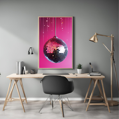 Disco Ball Hot Pink Sparkle Digital Print