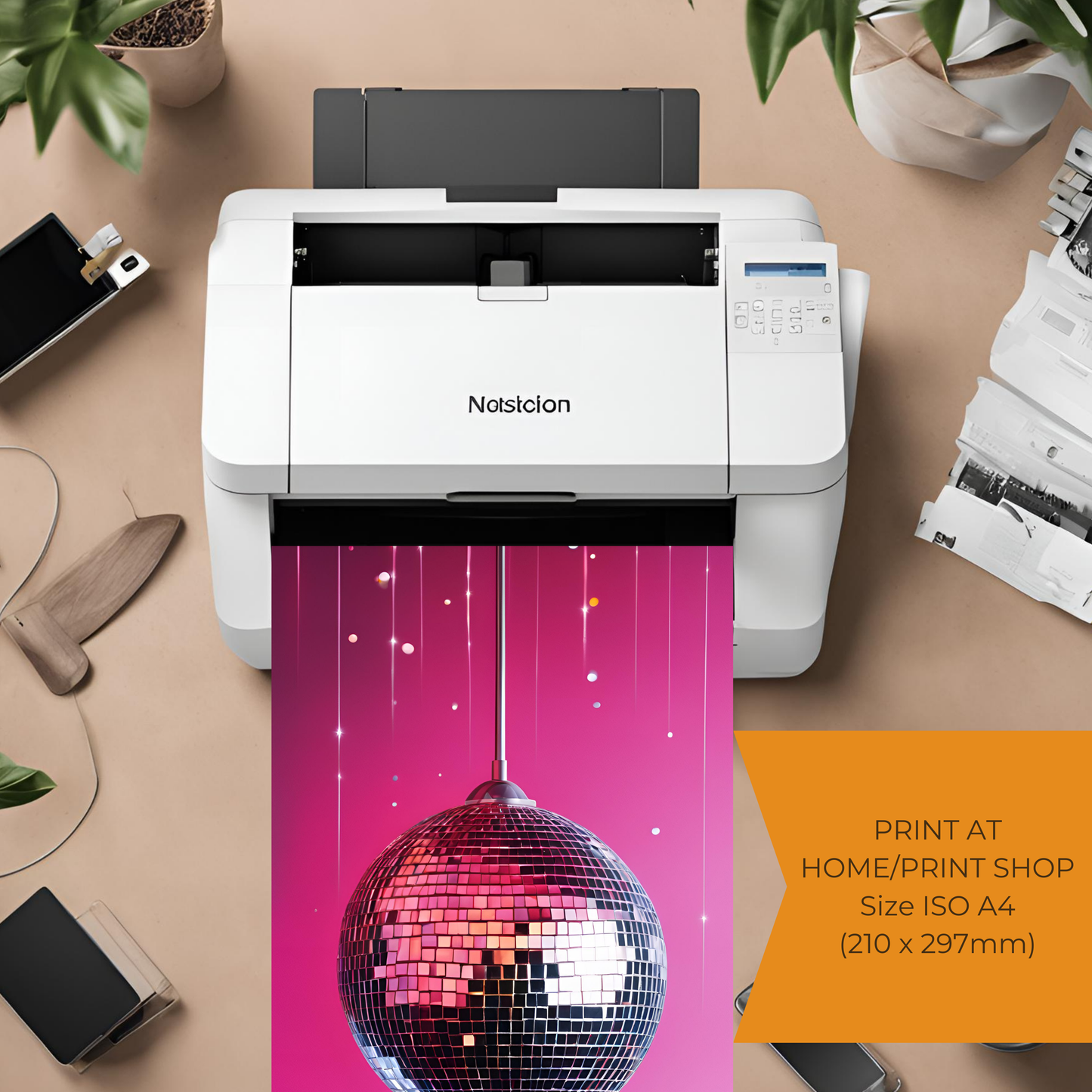 Disco Ball Hot Pink Sparkle Digital Print