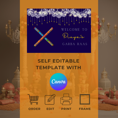 Decor Garba Party Entrance Board Digital Download - Online Template